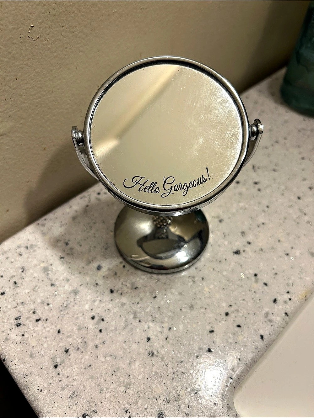 Jeweled Vanity Mirror in Silver